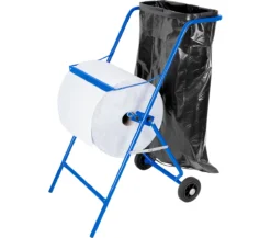 Mobiler Papierrollenhalter, Für Rollenbreite 400 Mm, Abreißkante & Halterung Für Müllsäcke Bis 120 L, B 550 X T 700 X H 900 Mm