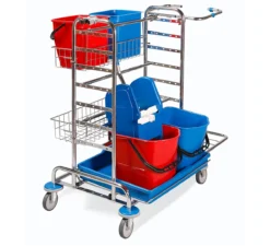 Reinigungswagen Abfallsammler Universal Chrom, Inkl. Eimern