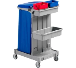 Reinigungswagen Poly I, 2 X 4 L Eimer, 2 Ablageschalen, M. Halterahmen F. Abfallsack