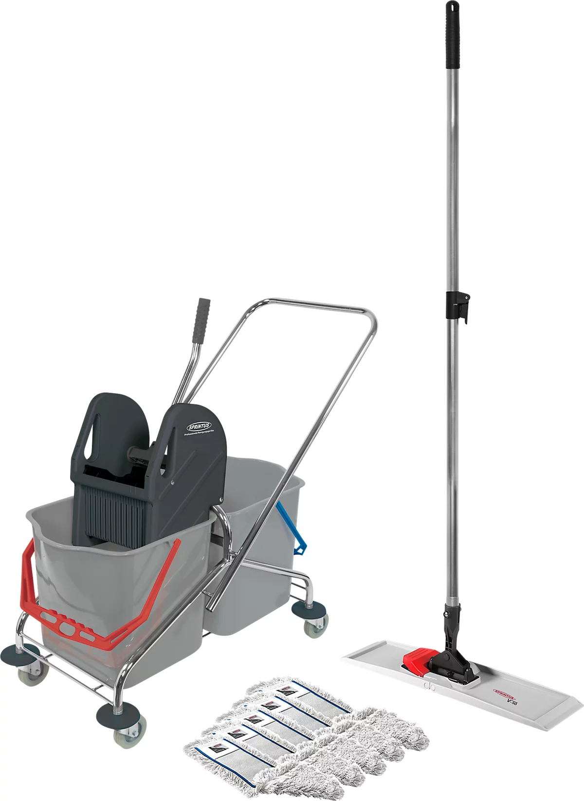 Reinigungswagen Set, Doppelfahreimer 2x 27 Liter, mit Presse, + Kunststoff-Klapphalter & 5x Baumwollmopp Reinigungswagen Set, Doppelfahreimer 2x 27 Liter, Mit Presse, + Kunststoff-Klapphalter & 5x Baumwollmopp -Geschäft Für Reinigungs- Und Hygieneprodukte reinigungswagen set doppelfahreimer 2x 27 liter mit presse kunststoff klapphalter 5x baumwollmopp img SI 138179 C cut