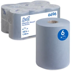 Scott® Rollenpapiertücher Essential Slimroll 6696, 1-lagig, 6 Rollen á 190 M, Insgesamt 1140 M, Blau