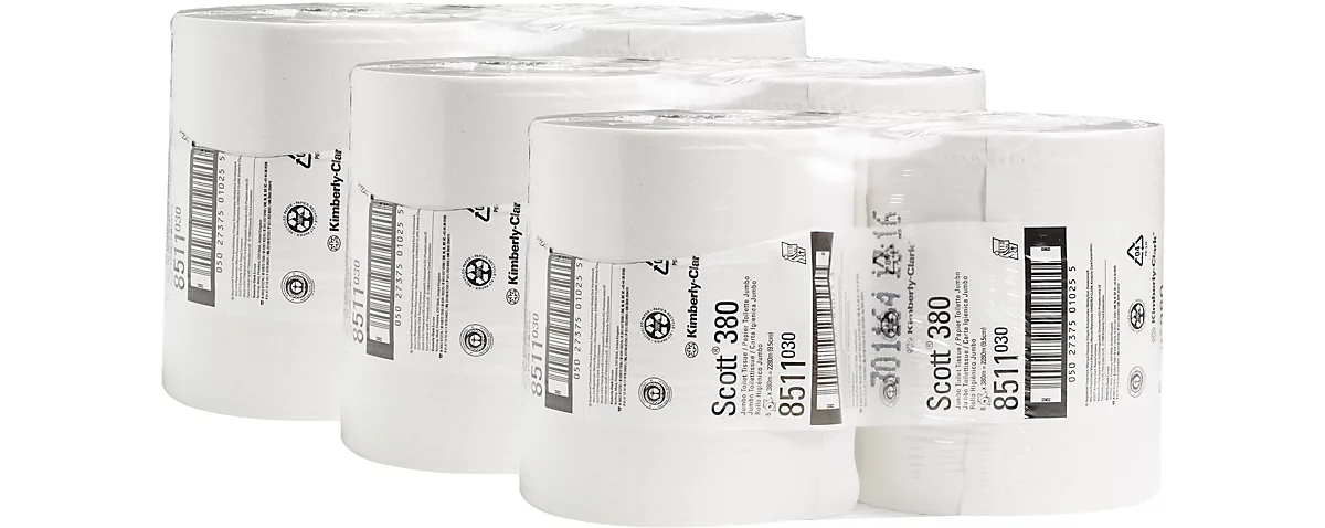 Scott® Toilettenpapier Essential™ Jumbo 8511, 2-lagig, 6 Rollen A 380 M Blatt, Insgesamt 2280 M, Weiß