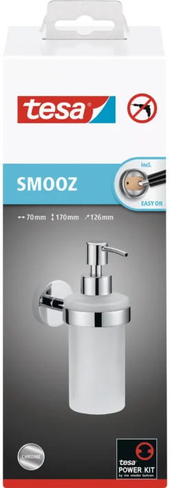 Seifenspender-Set Tesa Smooz, 200 Ml, Nachfüllbar, Innovative Klebelösung, Verchromt -Geschäft Für Reinigungs- Und Hygieneprodukte seifenspender set tesa smooz 200 ml nachfuellbar innovative klebeloesung verchromt img SI 659331 D cut scaled