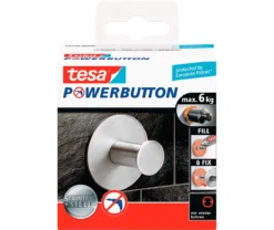 Tesa Powerbutton Haken Classic, Edelstahl, Rund