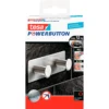 Tesa Powerbutton Hakenleiste Classic, Edelstahl, 2 Oder 3 Haken, Hält Bis Max. 12 Kg, 2 Haken