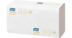 Tork® Handtuch Premium Interfold 100297, 2-lagig, Extra Weich, Bedruckt, Mit Prägung, Karton Mit 21 Pack á 100 Stück (2100 Tücher), Weiß