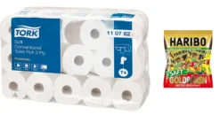 TORK Kleinrollen Toilettenpapier + Haribo Saft Goldbären Minis GRATIS