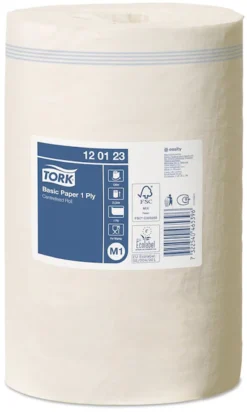 Tork® Papierwischtücher 120123, 1-lagig, Innenabrollung M1, Nachfüllanzeige, L 120 M X B 215 Mm, Ø 140 Mm, 11 Rollen á 120 M, Weiß