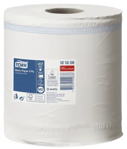 Tork® Papierwischtücher 121206, 2-lagig, Innenabrollung M2, L 160 M X B 200 Mm, ⌀ 187 Mm, 6 Rollen á 160 M, Weiß