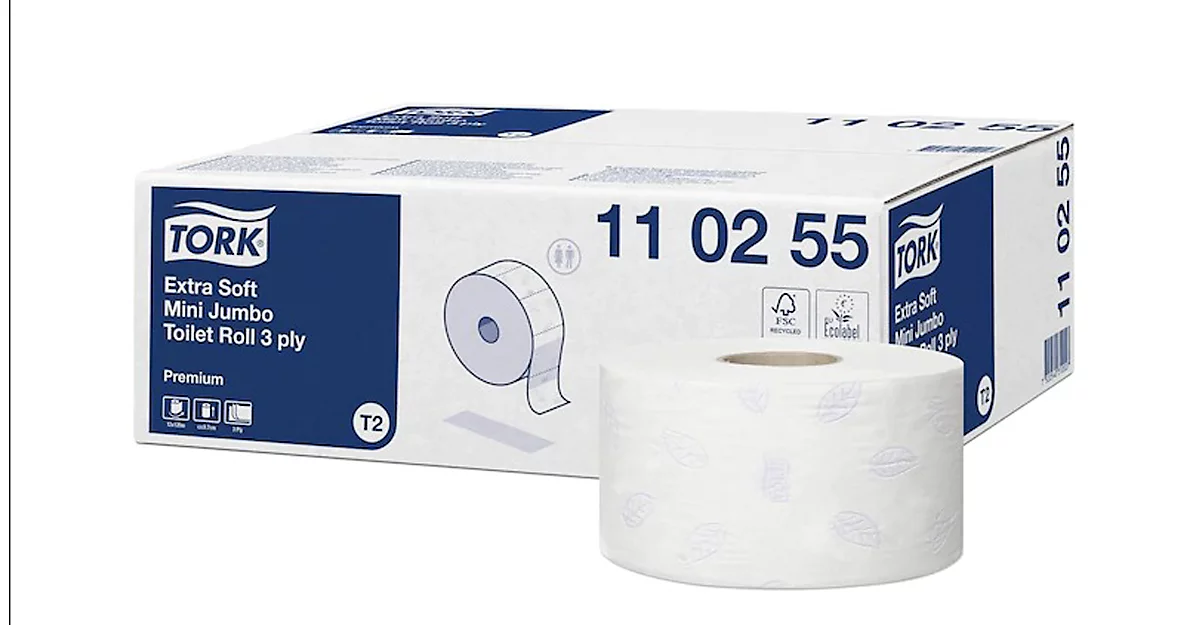 Tork® Toilettenpapier Mini Jumbo Premium 110255, 3-lagig, extra weich, mit Prägung, 12 Rollen á 600 Blatt, weiß Tork® Toilettenpapier Mini Jumbo Premium 110255, 3-lagig, Extra Weich, Mit Prägung, 12 Rollen á 600 Blatt, Weiß -Geschäft Für Reinigungs- Und Hygieneprodukte tork toilettenpapier mini jumbo premium 110255 3 lagig extra weich mit praegung 12 rollen a 600 blatt weiss img WS 157867 A
