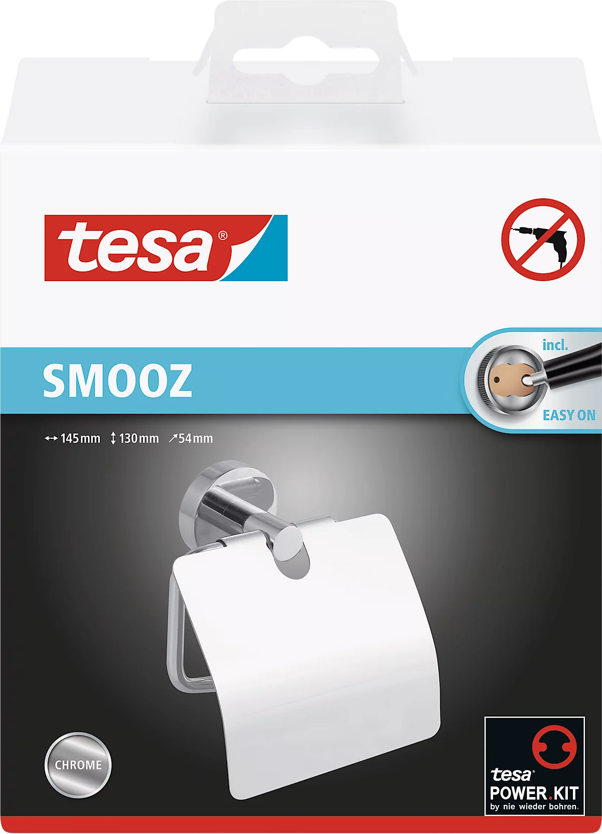 WC-Papierrollenhalter tesa Smooz, Befestigung ohne Bohren, ablösbar, mit Deckel WC-Papierrollenhalter Tesa Smooz, Befestigung Ohne Bohren, Ablösbar, Mit Deckel -Geschäft Für Reinigungs- Und Hygieneprodukte wc papierrollenhalter tesa smooz befestigung ohne bohren abloesbar mit deckel img SI 659334 D cut