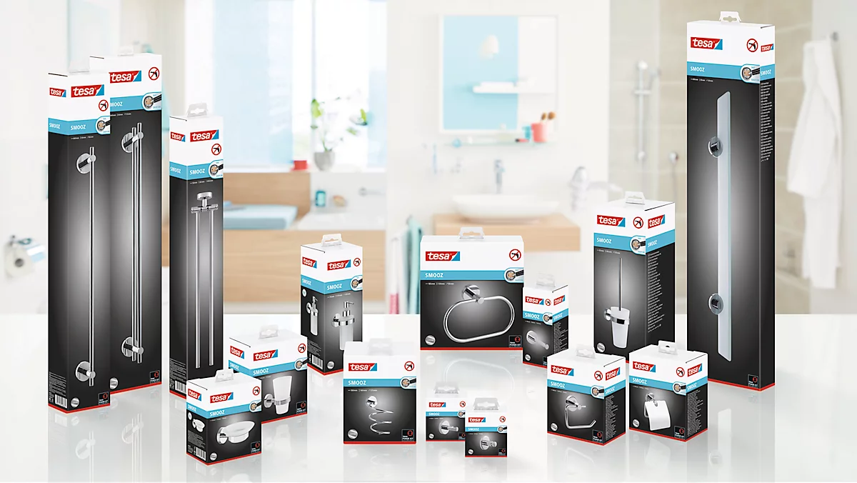 WC-Papierrollenhalter tesa Smooz, Befestigung ohne Bohren, ablösbar, mit Deckel WC-Papierrollenhalter Tesa Smooz, Befestigung Ohne Bohren, Ablösbar, Mit Deckel -Geschäft Für Reinigungs- Und Hygieneprodukte wc papierrollenhalter tesa smooz befestigung ohne bohren abloesbar mit deckel img SI 659334 H